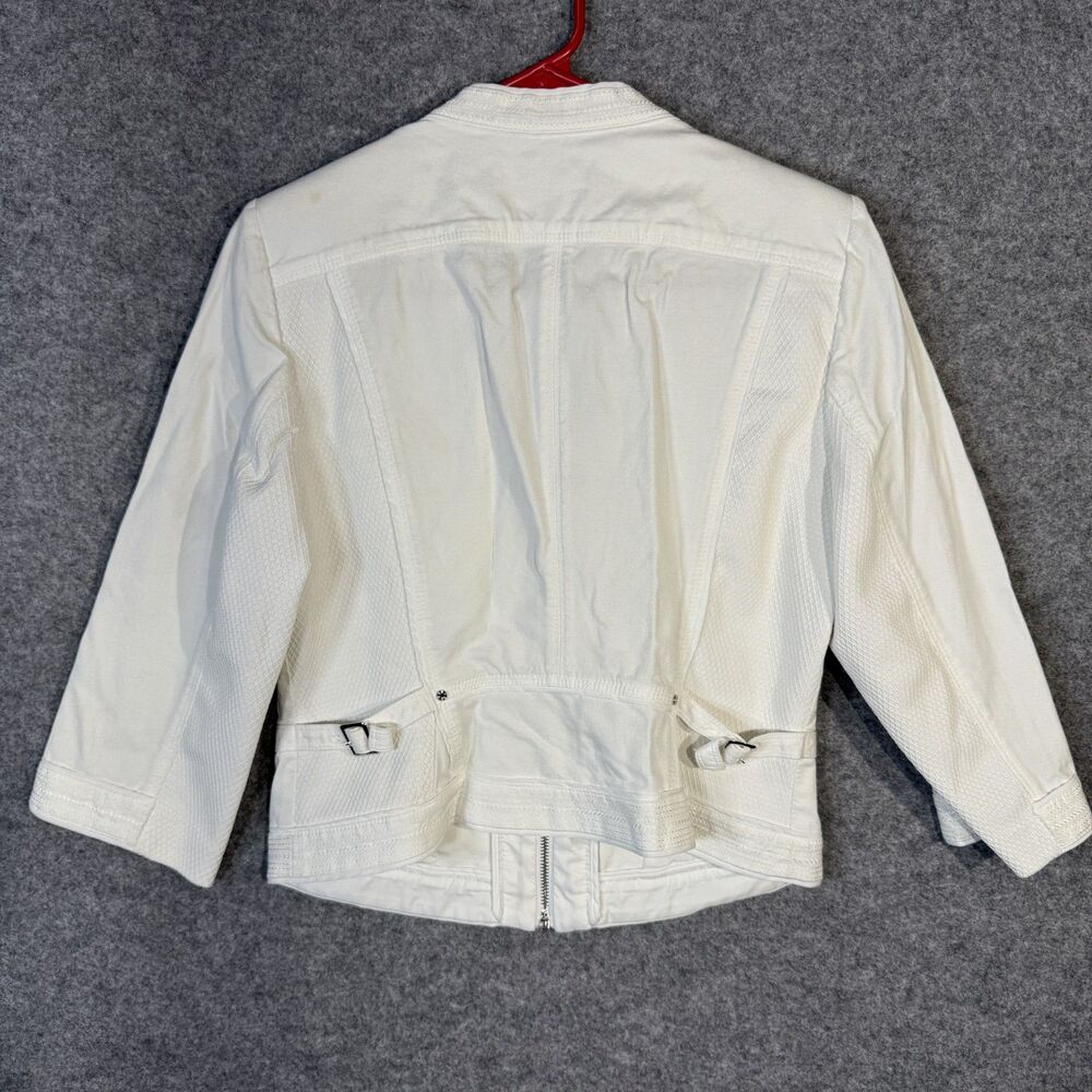White House Black Market Short White Zip-up Jacket Women Size 10 - Picture 3 of 9